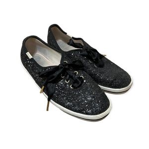 Kate Spade Keds Black Glitter Shoes—6.5